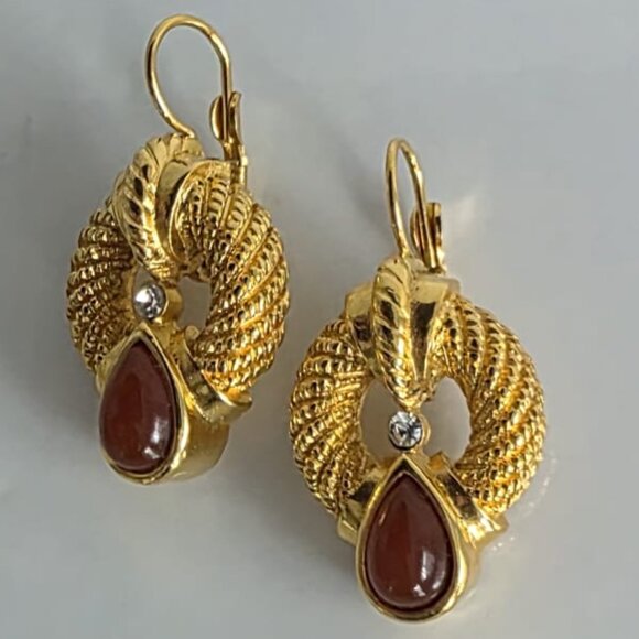 CAROLINA HERRERA PIECED EAR DOOR KNOCKER DANGLE EARRINGS - RARE! - Picture 2 of 10